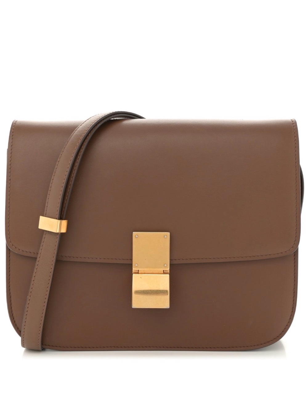 Celine Brown Leather Crossbody with Gold Lock